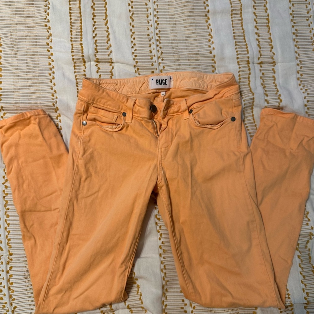 PAIGE Women's Vibrant Orange Skinny Jeans